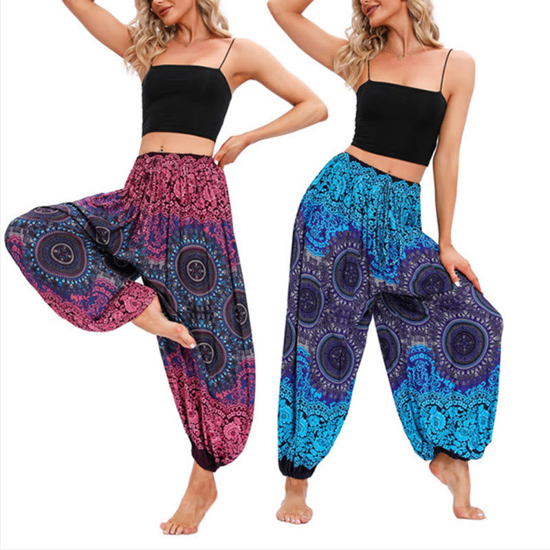 Pantaloni harem casual larghi con motivo a bussola Buddha Stones da donna Pantaloni da yoga - image 0