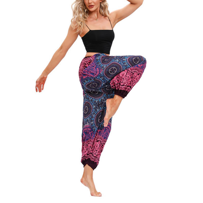 Pantaloni harem casual larghi con motivo a bussola Buddha Stones da donna Pantaloni da yoga - image 4