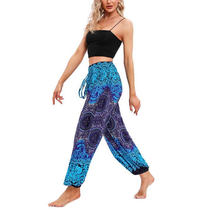 Pantaloni harem casual larghi con motivo a bussola Buddha Stones da donna Pantaloni da yoga - image 6