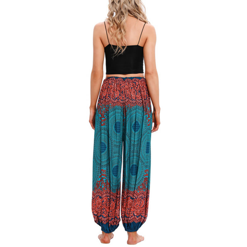 Pantaloni harem con motivo a fiori a forma di cerchio larghi Buddha Stones Pantaloni da yoga da donna - image 8