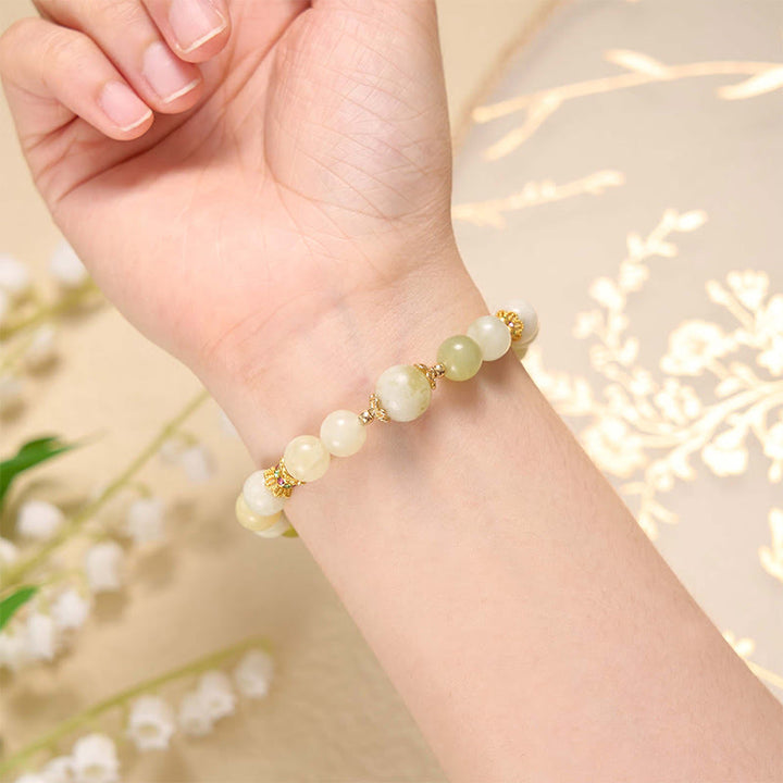 Bracciale Buddha Stones Green Grape Color Jade Abundance