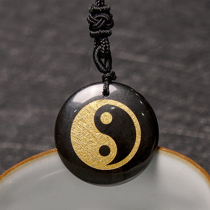 Buddha Stones Vari cristalli Ametista Occhio di tigre Avventurina verde Yin Yang Collana pendente spirituale