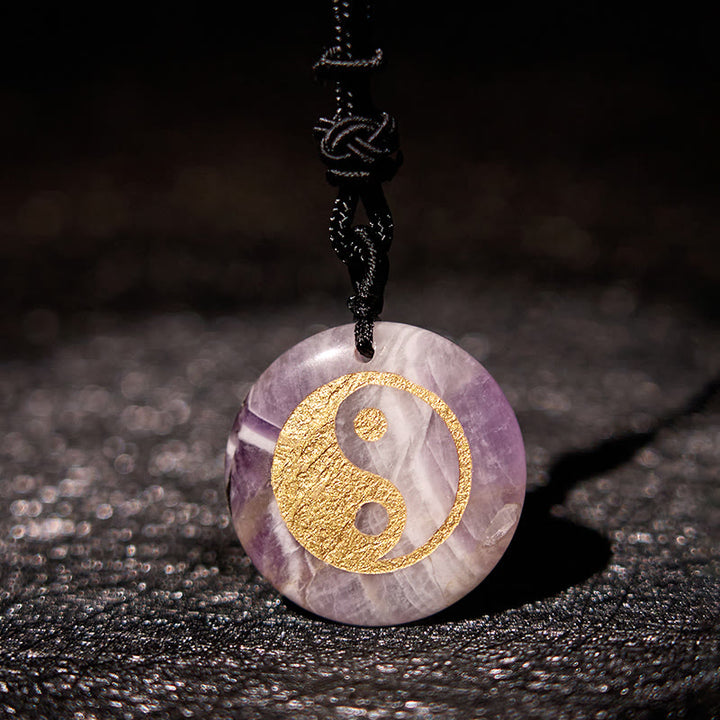 Buddha Stones Vari cristalli Ametista Occhio di tigre Avventurina verde Yin Yang Collana pendente spirituale