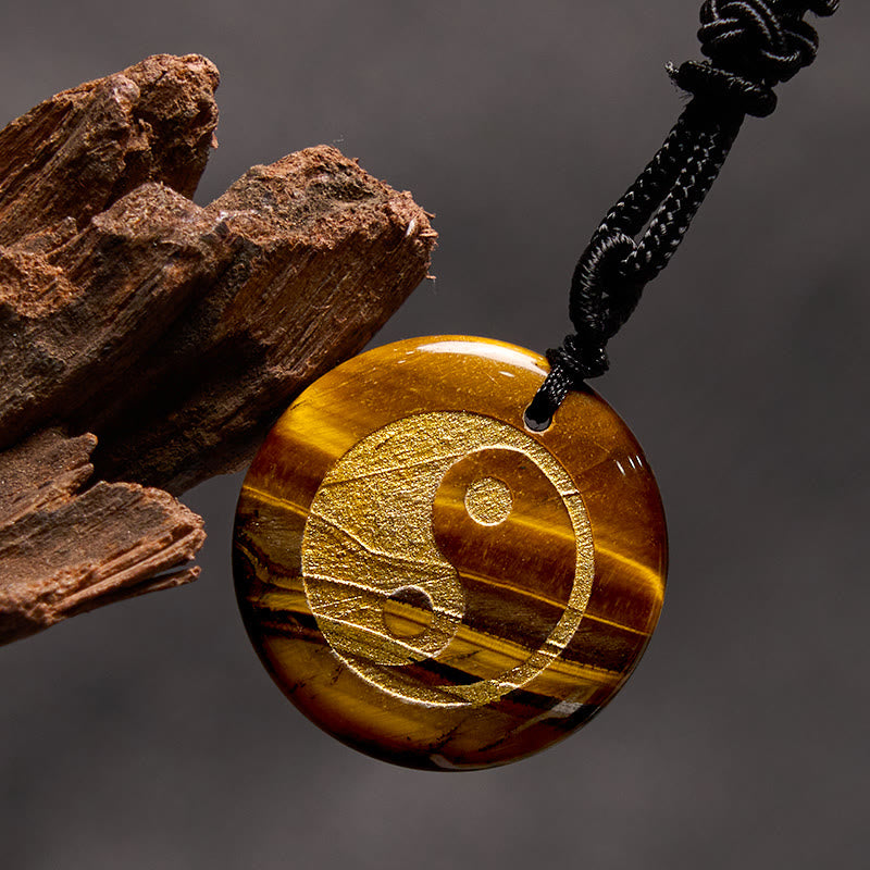 Buddha Stones Vari cristalli Ametista Occhio di tigre Avventurina verde Yin Yang Collana pendente spirituale