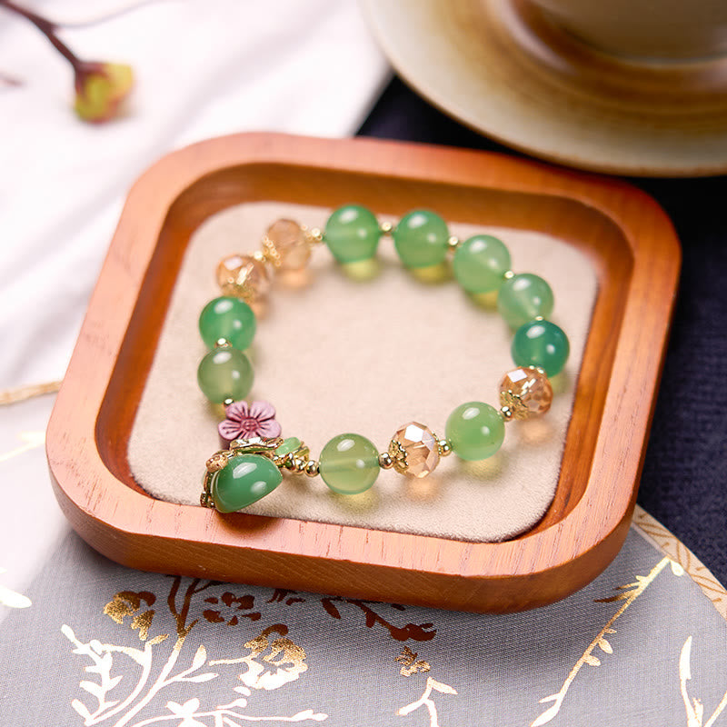 Buddha Stones Agata rossa naturale Agata verde Zucca Cinabro Fiore Perline Braccialetto della fiducia