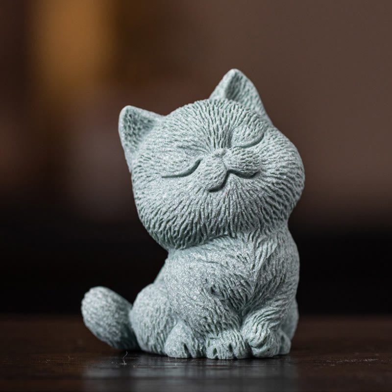 Buddha Stones Piccolo Gatto Casa Tè Animale Domestico Figurina Decorazione Scrivania - image 3