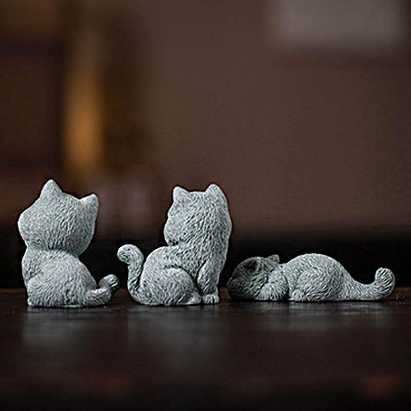 Buddha Stones Piccolo Gatto Casa Tè Animale Domestico Figurina Decorazione Scrivania - image 2