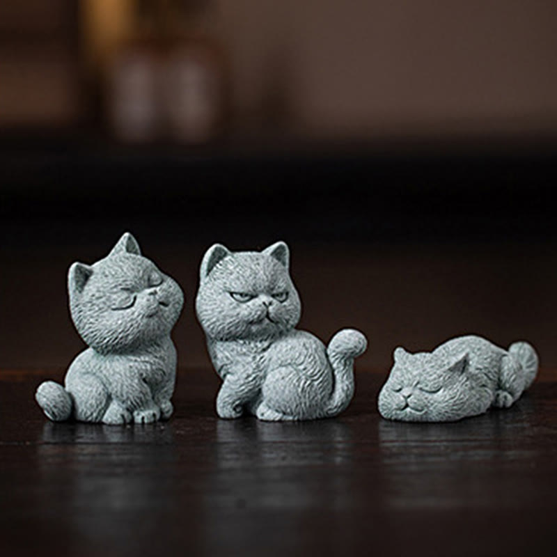 Buddha Stones Piccolo Gatto Casa Tè Animale Domestico Figurina Decorazione Scrivania - image 1