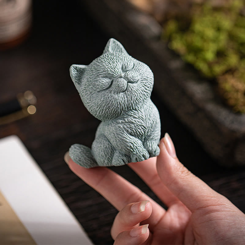 Buddha Stones Piccolo Gatto Casa Tè Animale Domestico Figurina Decorazione Scrivania - image 4