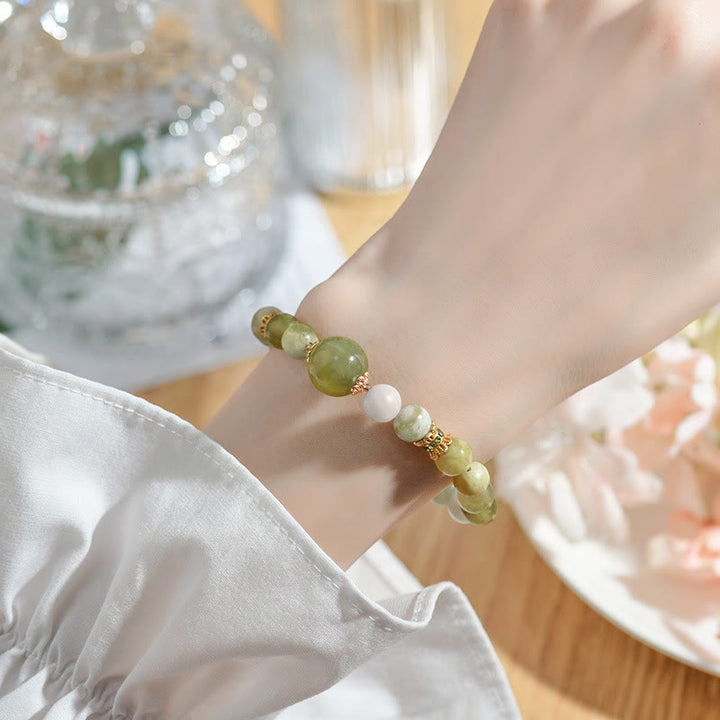 Bracciale Buddha Stones Green Grape Color Jade Abundance