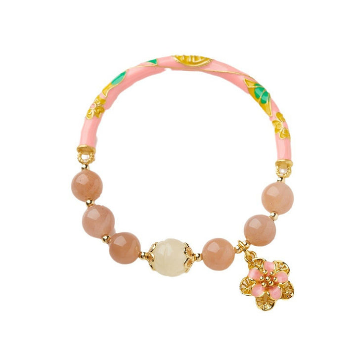 Buddha Stones Pietra del sole naturale Giada di seta dorata Fiore Charm Bracciale della ricchezza Braccialetto