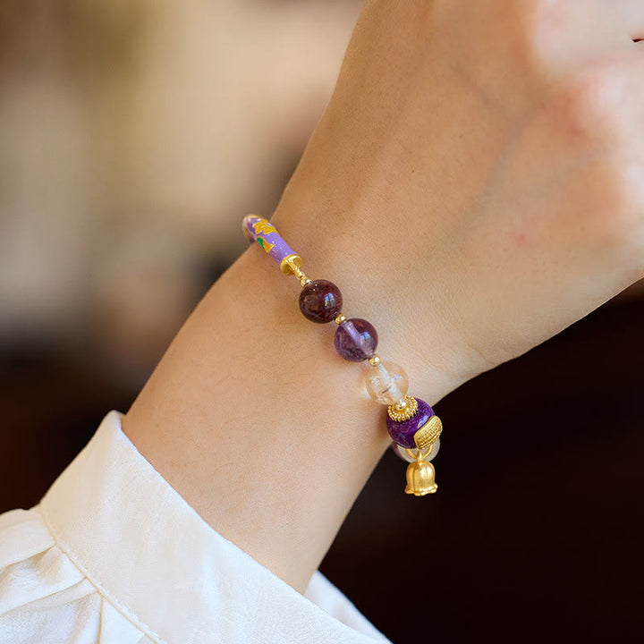 Buddha Stones Viola Fantasma Giada Viola Scrittura Citrino Amore Saggezza Braccialetto