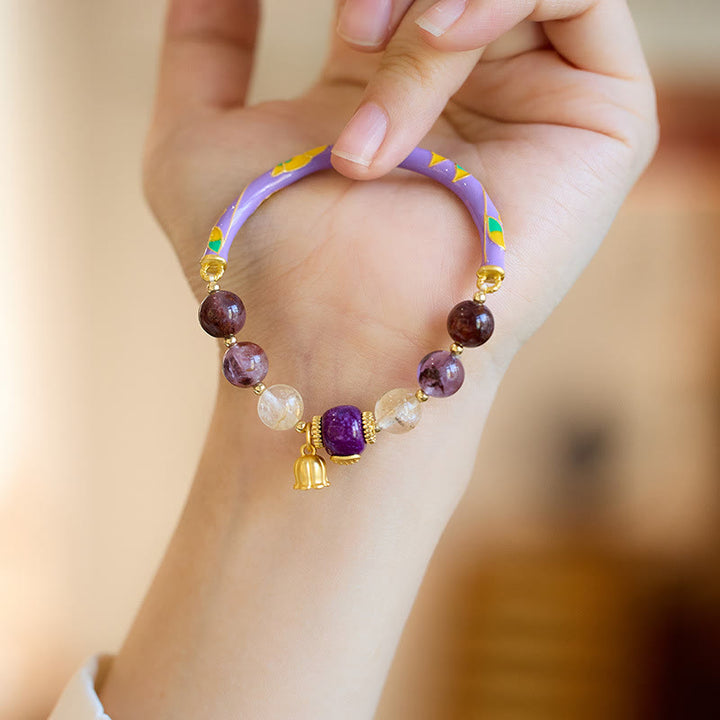 Buddha Stones Viola Fantasma Giada Viola Scrittura Citrino Amore Saggezza Braccialetto