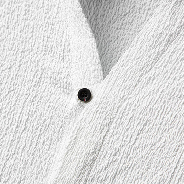 Set da uomo Buddha Stones 2 pezzi tinta unita con bottoni e pantaloni a mezza manica - image 5