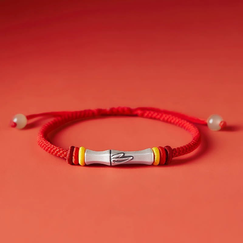 Bracciale Buddha Stones 999 Sterling Silver Red String Bamboo Enlightenment - Rosso (circonferenza del polso 14-21 cm) - image 13