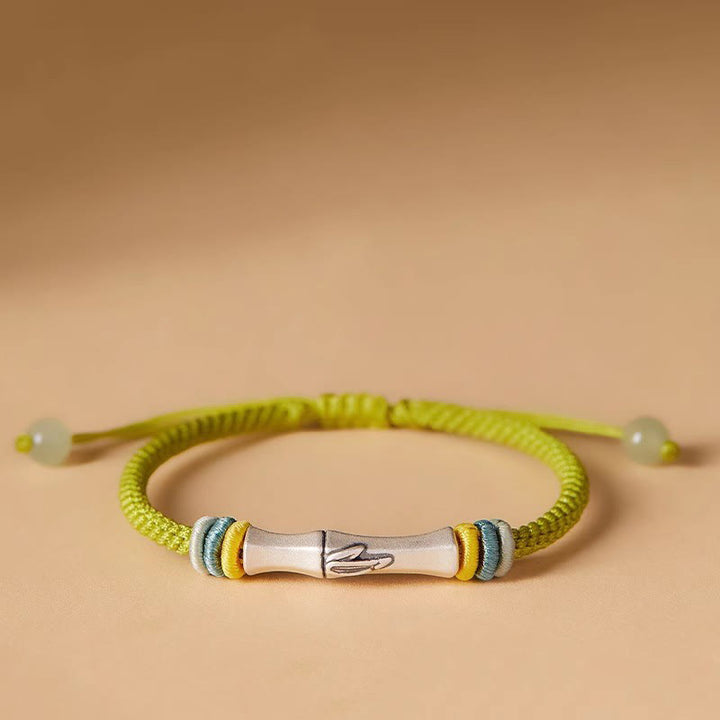 Bracciale Buddha Stones 999 Sterling Silver Red String Bamboo Enlightenment - Giallo Verde (circonferenza del polso 14-21 cm) - image 0