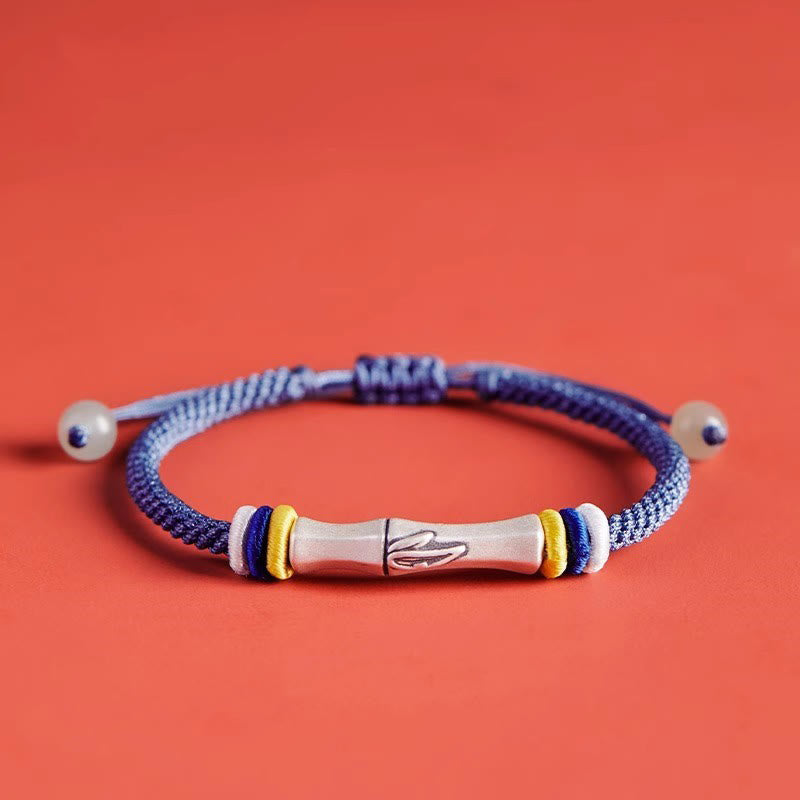 Bracciale Buddha Stones 999 Sterling Silver Red String Bamboo Enlightenment - Blu (circonferenza del polso 14-21 cm) - image 16