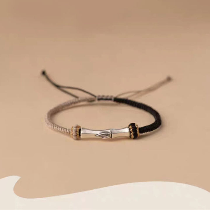 Bracciale intrecciato con protezione in bambù in argento sterling 925 Buddha Stones - image 11