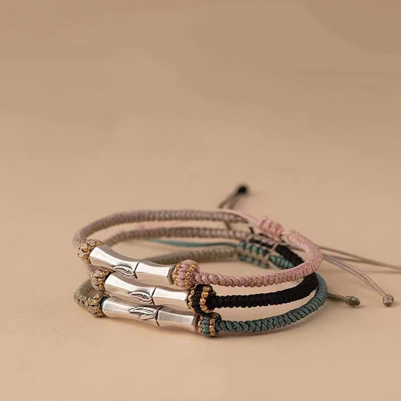 Bracciale intrecciato con protezione in bambù in argento sterling 925 Buddha Stones - image 0