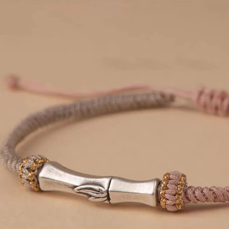 Bracciale intrecciato con protezione in bambù in argento sterling 925 Buddha Stones - image 8