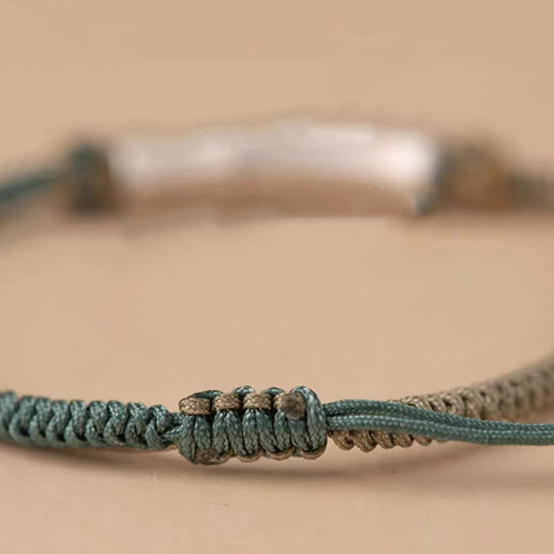 Bracciale intrecciato con protezione in bambù in argento sterling 925 Buddha Stones - image 2