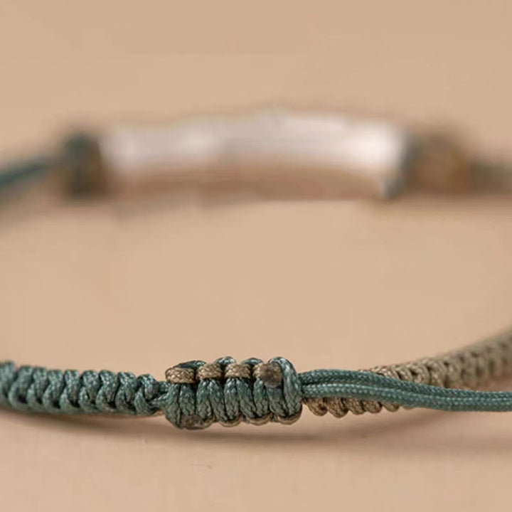 Bracciale intrecciato con protezione in bambù in argento sterling 925 Buddha Stones - image 2