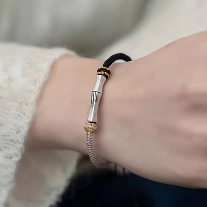 Bracciale intrecciato con protezione in bambù in argento sterling 925 Buddha Stones - image 10