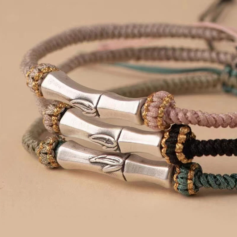 Bracciale intrecciato con protezione in bambù in argento sterling 925 Buddha Stones - image 13