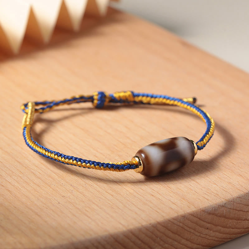 Braccialetto di perline Dzi tibetano a tre occhi Buddha Stones Luck Happiness