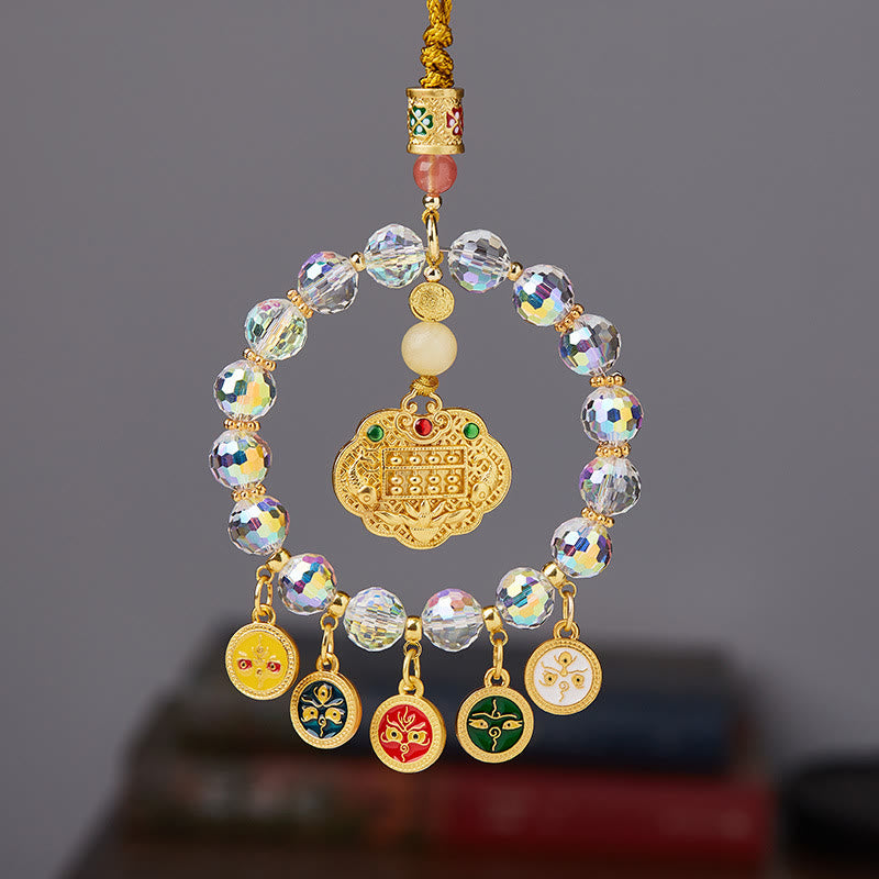 Buddha Stones Pesce Koi Fortunato Cinque Dei della Ricchezza Prosperità Decorazione Appesa