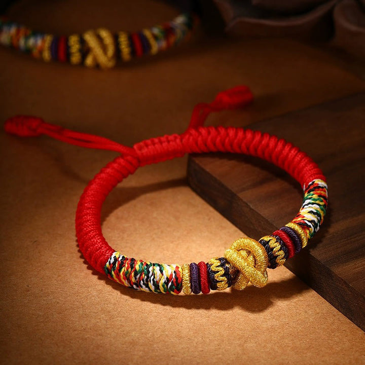 Braccialetto della fede con nodo di King Kong in argento sterling 925 con Buddha Stones Om Mani Padme Hum - Rosso (circonferenza del polso: 14-21 cm) - Stile regolare - image 0
