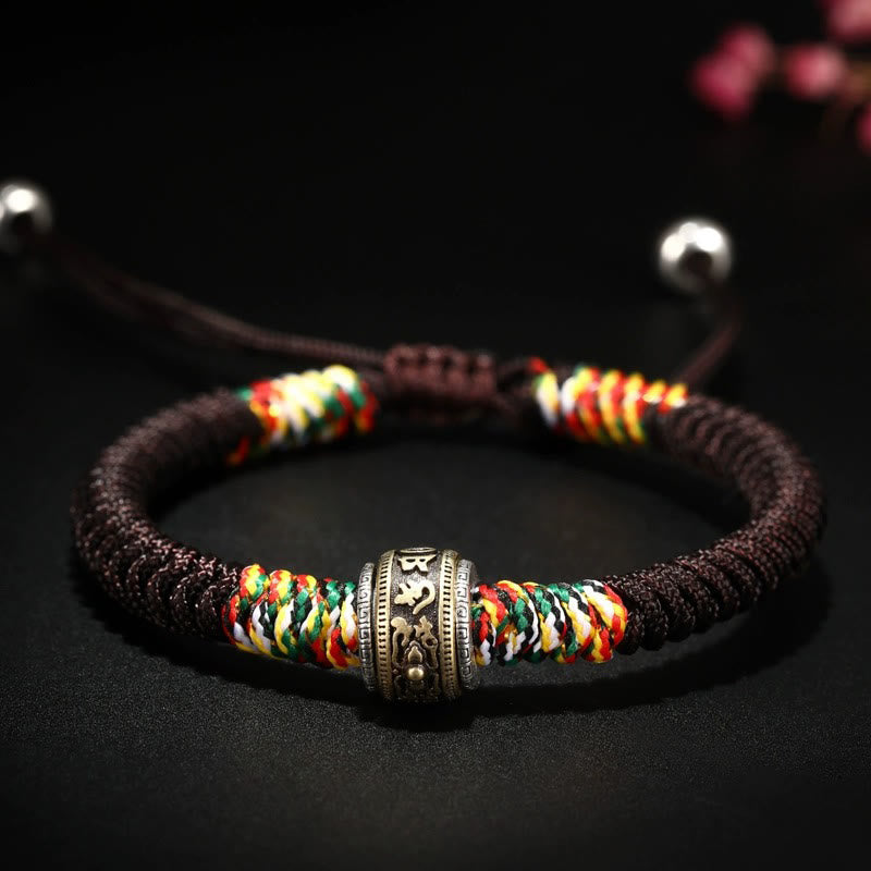 Braccialetto della fede con nodo di King Kong in argento sterling 925 con Buddha Stones Om Mani Padme Hum - Marrone (circonferenza del polso: 14-21 cm) - Om Mani Padme Hum - image 20