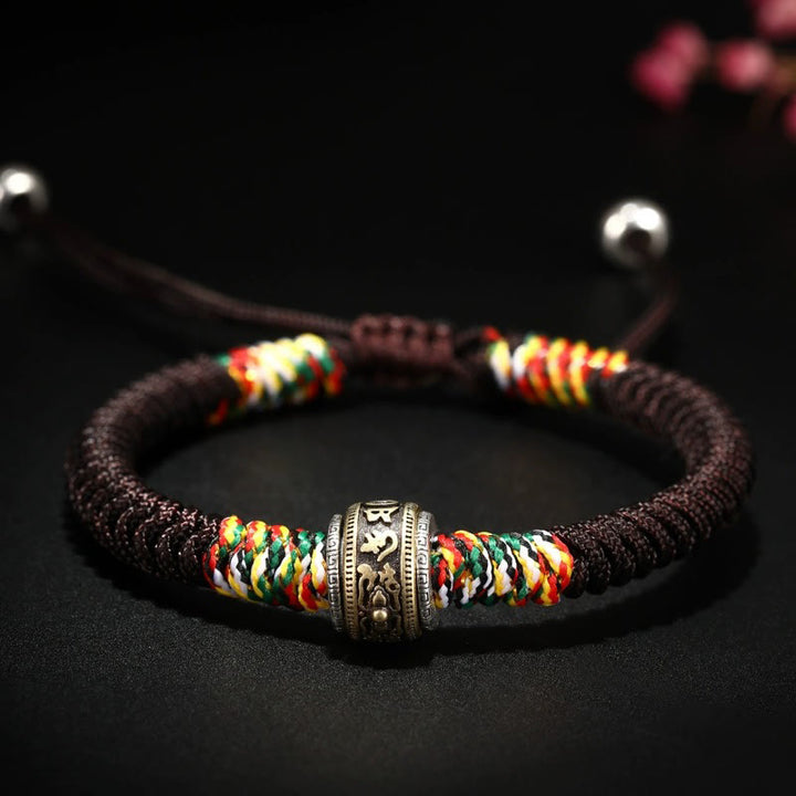 Braccialetto della fede con nodo di King Kong in argento sterling 925 con Buddha Stones Om Mani Padme Hum - Marrone (circonferenza del polso: 14-21 cm) - Om Mani Padme Hum - image 20