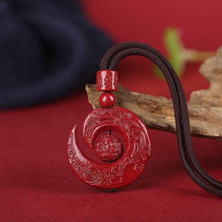 Buddha Stones La fortuna di una persona migliora il design del modello Ciondolo della collana di concentrazione naturale di cinabro