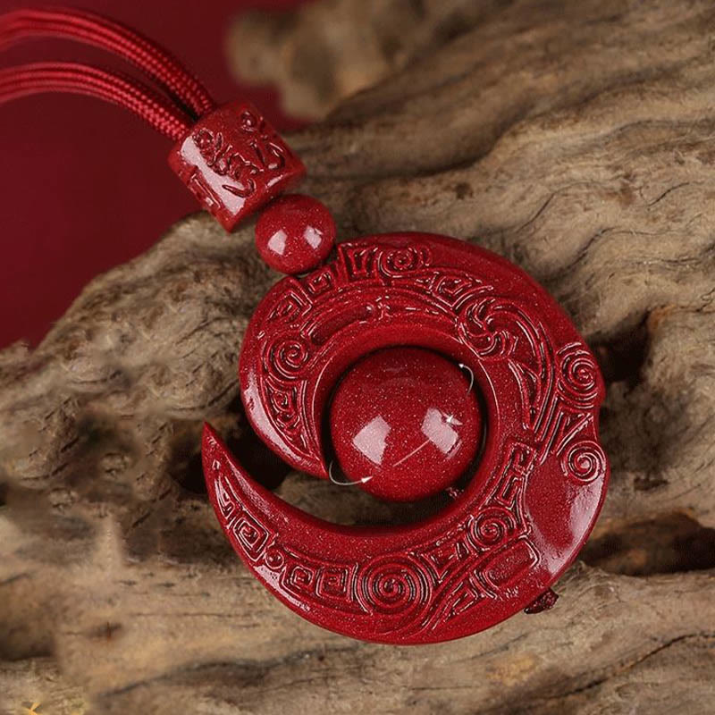 Buddha Stones La fortuna di una persona migliora il design del modello Ciondolo della collana di concentrazione naturale di cinabro