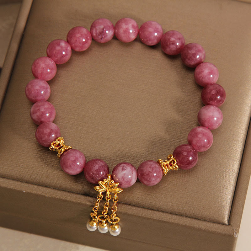 Braccialetto positivo Buddha Stones Tormalina rosa Fiore di loto