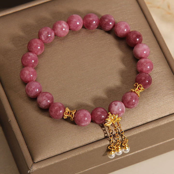 Braccialetto positivo Buddha Stones Tormalina rosa Fiore di loto