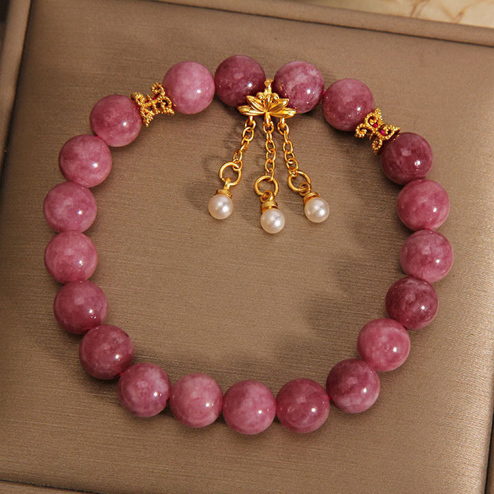 Braccialetto positivo Buddha Stones Tormalina rosa Fiore di loto