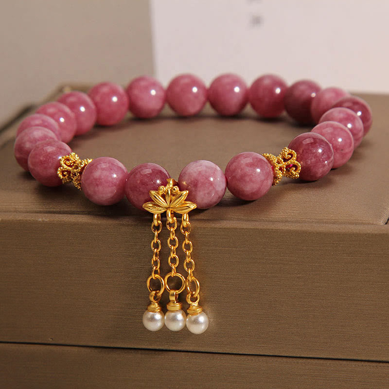 Braccialetto positivo Buddha Stones Tormalina rosa Fiore di loto