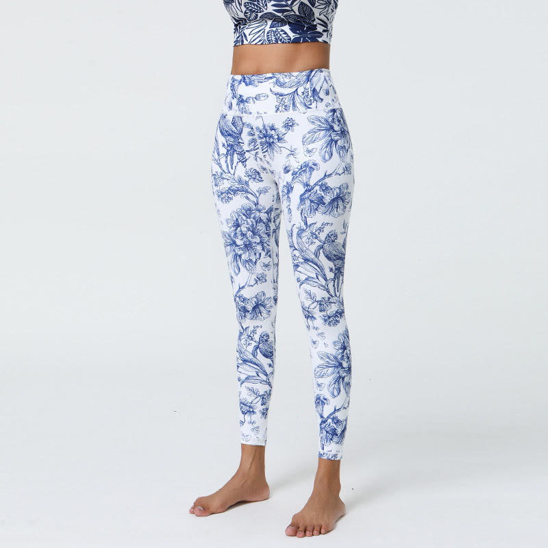 Buddha Stones Fiori Foglie Dente di leone Ananas Stampa Sport Fitness Vita alta Leggings Pantaloni da yoga da donna - image 2