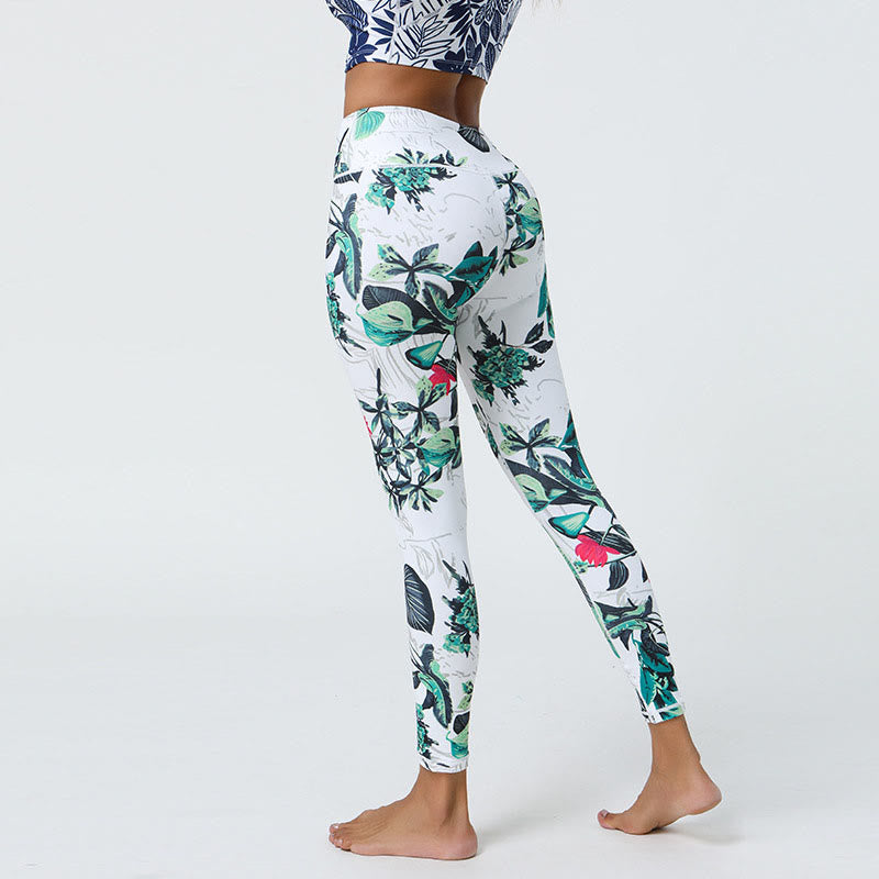 Buddha Stones Fiori Foglie Dente di leone Ananas Stampa Sport Fitness Vita alta Leggings Pantaloni da yoga da donna - image 10