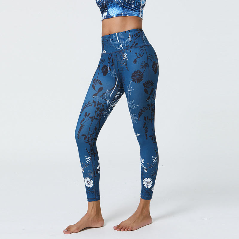 Buddha Stones Fiori Foglie Dente di leone Ananas Stampa Sport Fitness Vita alta Leggings Pantaloni da yoga da donna - image 14