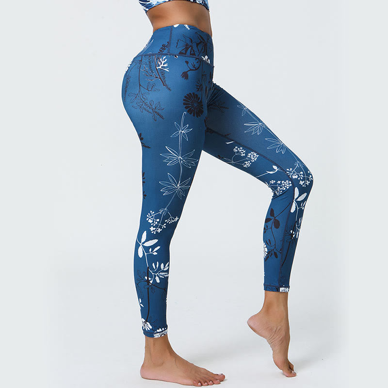 Buddha Stones Fiori Foglie Dente di leone Ananas Stampa Sport Fitness Vita alta Leggings Pantaloni da yoga da donna - image 16