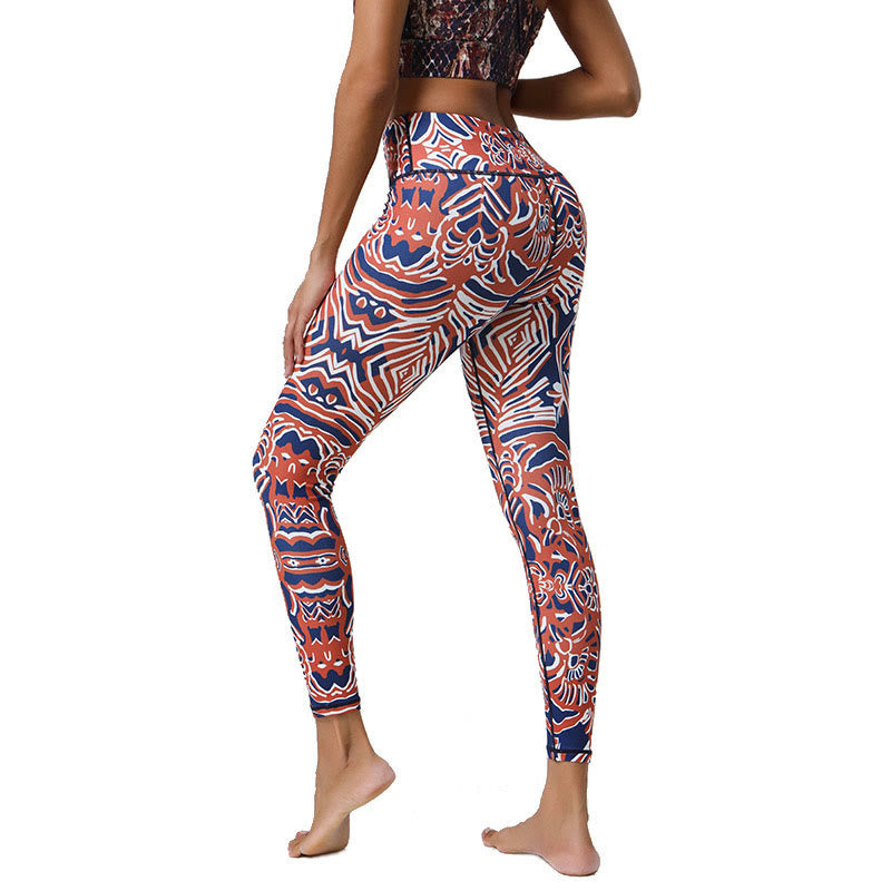 Leggings da donna a vita alta con stampa Buddha Stones, fiori, piume, sole e luna, ideali per sport, fitness e yoga. - image 30