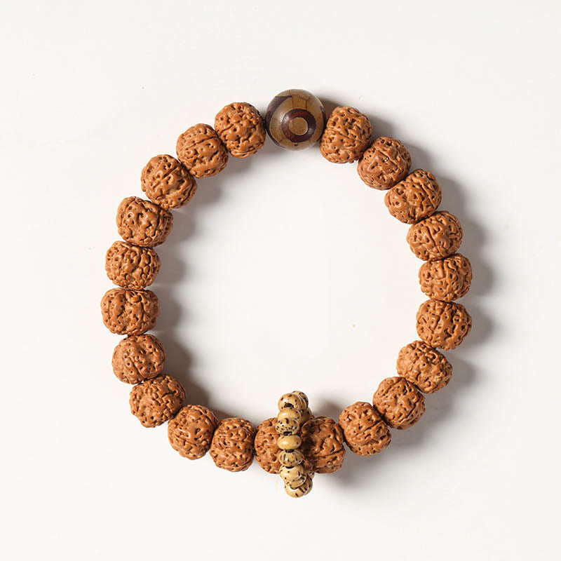 Buddha Stones Semi di Bodhi Perlina Dzi a tre occhi Ciondolo della mano del Buddha Bracciale della ricchezza