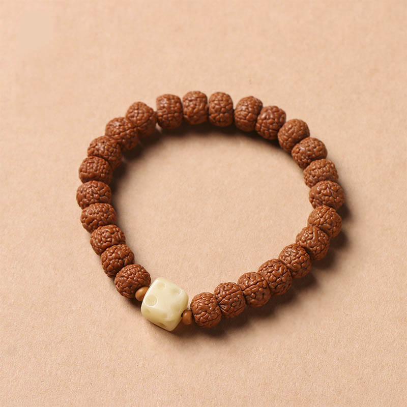 Buddha Stones Semi di Bodhi Perlina Dzi a tre occhi Ciondolo della mano del Buddha Bracciale della ricchezza