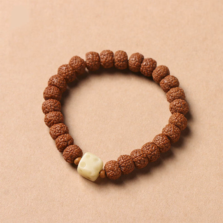 Buddha Stones Semi di Bodhi Perlina Dzi a tre occhi Ciondolo della mano del Buddha Bracciale della ricchezza