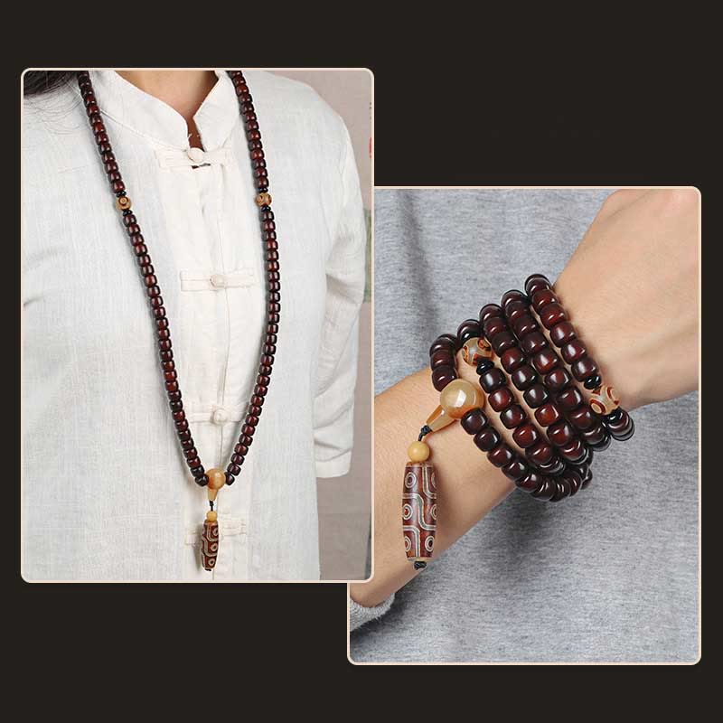 Buddha Stones 108 Mala Beads Dzi Bead a tre occhi Dzi Bead a nove occhi Braccialetto della fortuna in giada