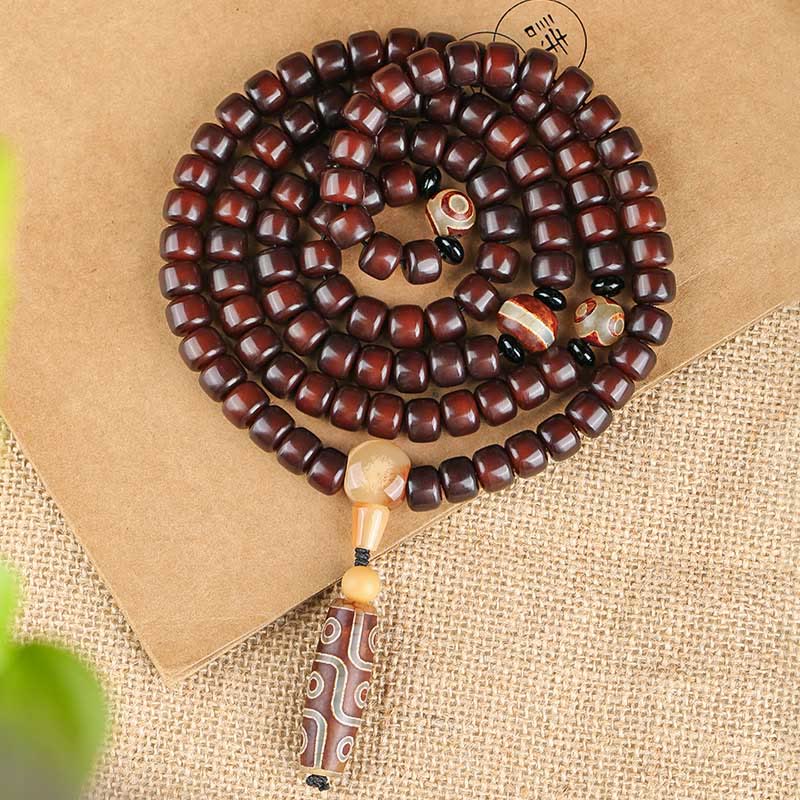 Buddha Stones 108 Mala Beads Dzi Bead a tre occhi Dzi Bead a nove occhi Braccialetto della fortuna in giada