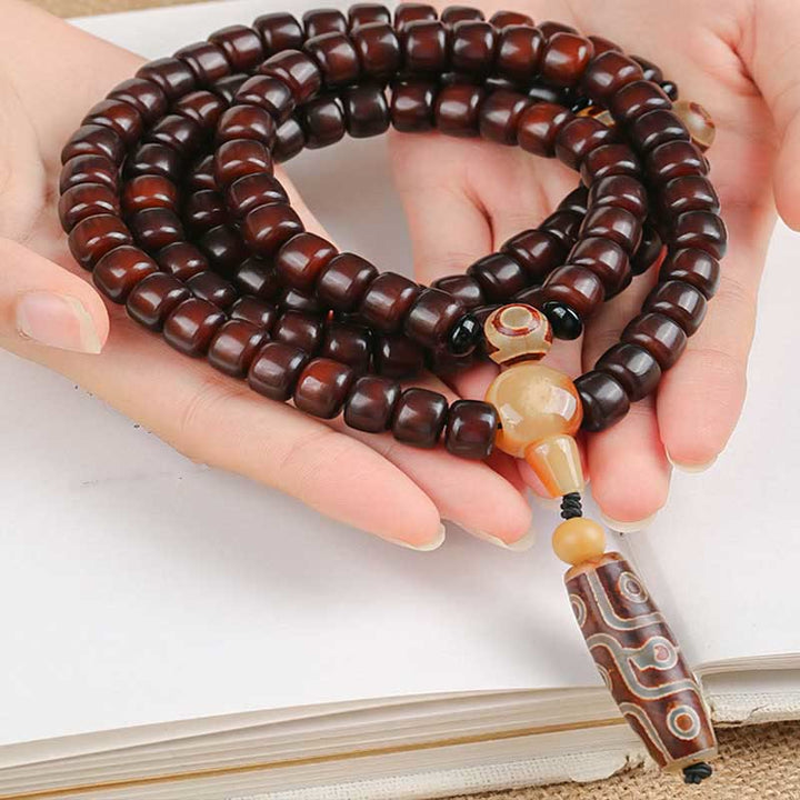 Buddha Stones 108 Mala Beads Dzi Bead a tre occhi Dzi Bead a nove occhi Braccialetto della fortuna in giada